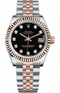 Rolex Datejust 31 Black Diamond Dial Watch 178271-0017
