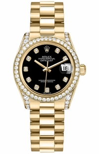 Rolex Datejust 31 Black Diamond Women's Watch 178158-0011