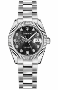 Rolex Datejust 31 Black Jubilee Diamond Dial Women's Watch 178274