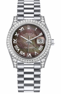 Rolex Datejust 31 Black Mother of Pearl Dial Diamond Watch 178159