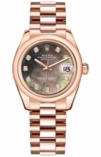 Rolex Datejust 31 Black Mother of Pearl Dial Watch 178245F-0015