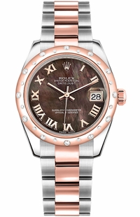 Rolex Datejust 31 Black Mother of Pearl Dial Watch 178341-0055