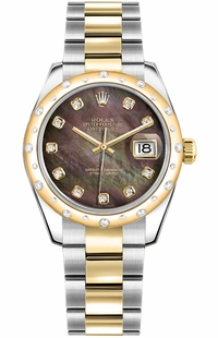 Rolex Datejust 31 Black Mother of Pearl Dial Women's 178343-0008