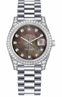 Rolex Datejust 31 Black Mother of Pearl Diamond Ladies Watch 178159-0015