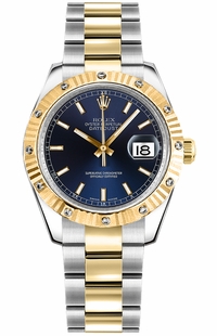 Rolex Datejust 31 Blue Dial Diamond Bezel Two Tone Watch 178313