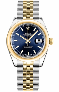 Rolex Datejust 31 Blue Dial Gold & Steel Women's Watch 178243