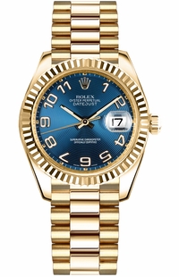 Rolex Datejust 31 Blue Dial Solid Gold Watch 178278