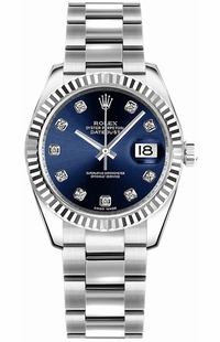 Rolex Datejust 31 Blue Diamond Oyster Bracelet Watch 178274-0061