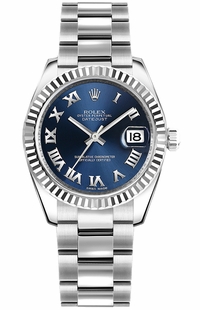 Rolex Datejust 31 Blue Roman Numeral Oyster Bracelet Watch 178274-0080