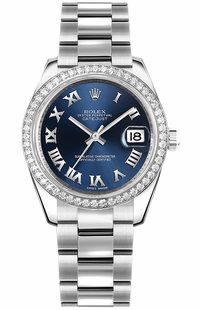 Rolex Datejust 31 Blue Roman Numeral Oyster Bracelet Watch 178384