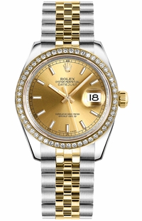 Rolex Datejust 31 Champagne Dial Gold & Steel Watch 178383-0027