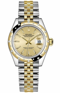 Rolex Datejust 31 Champagne Diamond Bezel Women's Watch 278343RBR-0014