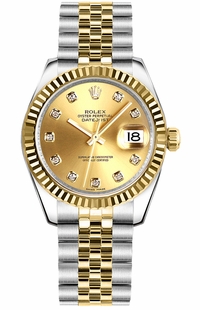 Rolex Datejust 31 Champagne Diamond Dial Watch 178273-0002