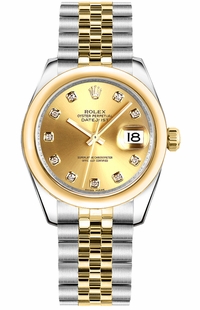 Rolex Datejust 31 Champagne Diamond Jubilee Bracelet Watch 178243-0037