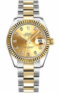 Rolex Datejust 31 Champagne Diamond Oyster Bracelet Watch 178273-0018