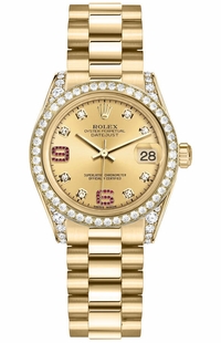 Rolex Datejust 31 Champagne Diamond & Rubies Watch 178158-0070