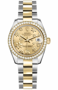 Rolex Datejust 31 Champagne Floral Dial Women's Watch 178383
