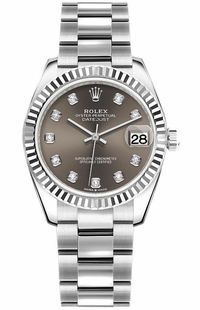 Rolex Datejust 31 Dark Grey Dial Diamonds Women's Watch 278274-0007