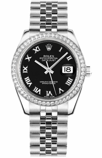 Rolex Datejust 31 Diamond White Gold Bezel Ladies Watch 178384-0039