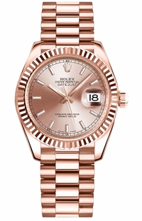 Rolex Datejust 31 Everose Gold President Bracelet Women's Watch 178275F-0017