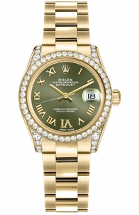 Rolex Datejust 31 Green Dial Yellow Gold Watch 178158-0092