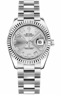 Rolex Datejust 31 Luxury Stainless Steel & White Gold Bezel Watch 178274