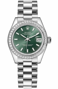 Rolex Datejust 31 Mint Green Dial & Diamond Bezel Women's Watch 278289RBR-0015