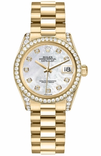 Rolex Datejust 31 Mother of Pearl Diamond Gold Watch 178158-0008