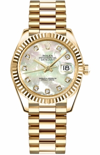 Rolex Datejust 31 Mother of Pearl Diamond Gold Watch 178278-0010