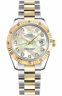 Rolex Datejust 31 Mother of Pearl Diamond Oyster Bracelet Watch 178313-0032