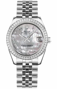 Rolex Datejust 31 Mother of Pearl Roman Numeral Jubilee Bracelet Watch 178384-0012