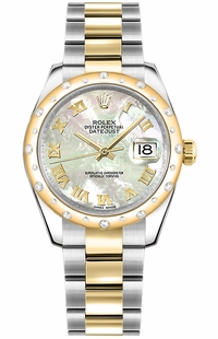 Rolex Datejust 31 Mother of Pearl Roman Numeral Oyster Bracelet Watch 178343-0007