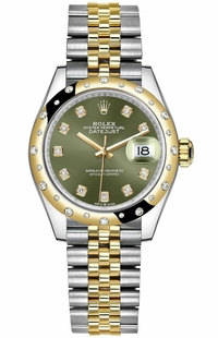 Rolex Datejust 31 Olive Green Diamonds Women's Watch 278343RBR-0030