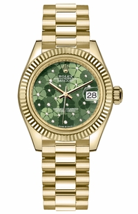 Rolex Datejust 31 Olive Green Floral Motif Dial Women's Watch 278278-0046