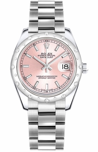 Rolex Datejust 31 Pink Dial White Gold & Diamond Women's Watch 178344-0052