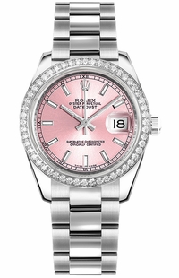 Rolex Datejust 31 Pink Diamond Bezel Watch 178384-0059