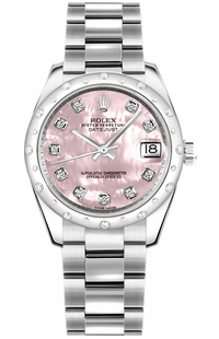 Rolex Datejust 31 Pink Mother of Pearl Diamond Ladies Watch 178344-0067