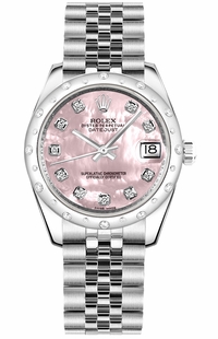 Rolex Datejust 31 Pink Mother of Pearl Diamond Watch 178344-0018