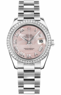 Rolex Datejust 31 Pink Roman Numeral Oyster Bracelet Watch 178384-0024