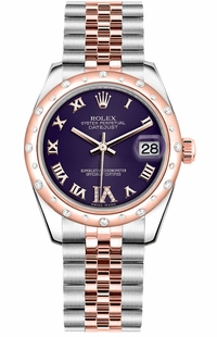 Rolex Datejust 31 Purple Dial Steel & Gold Watch 178341-0008