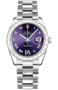 Rolex Datejust 31 Purple Diamond Dial Gold & Steel Watch 178344-0016