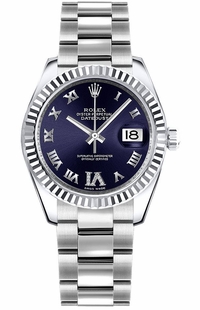Rolex Datejust 31 Purple Diamond Oyster Bracelet Watch 178274-0087