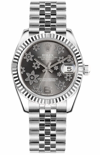 Rolex Datejust 31 Rhodium Floral Motif Dial Watch 178274-0092