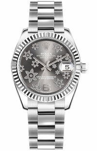 Rolex Datejust 31 Rhodium Floral Oyster Bracelet Watch 178274-0091