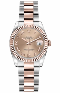 Rolex Datejust 31 Rose Dial Fluted Bezel Women's Watch 278271-0005