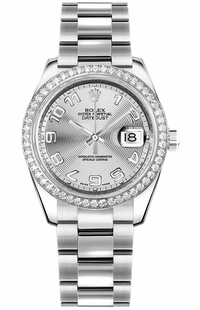 Rolex Datejust 31 Silver Diamond Bezel Watch 178384