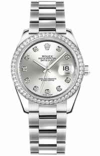 Rolex Datejust 31 Silver Diamond Oyster Bracelet Watch 178384-0017