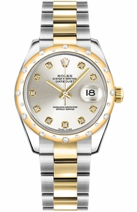 Rolex Datejust 31 Silver Diamond Oyster Bracelet Women's Watch 178343-0042