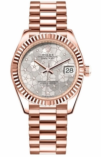 Rolex Datejust 31 Silver Floral Motif Dial Women's Watch 278275-0045