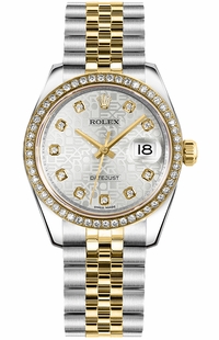 Rolex Datejust 31 Silver Jubilee Diamond Ladies Watch 178383-0010